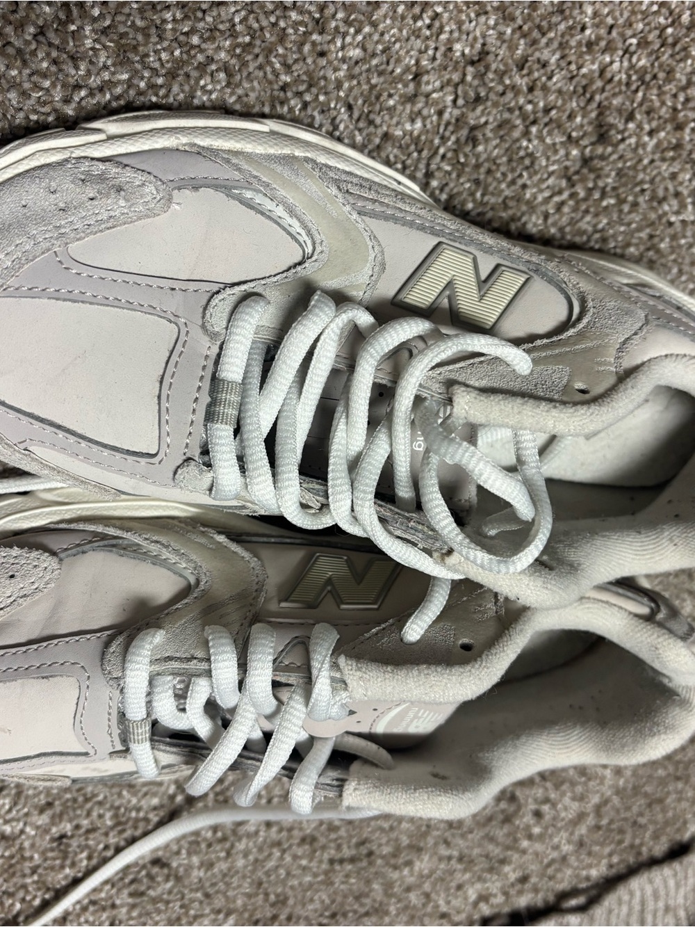 New Balance Kids White and Light Gray Sneakers